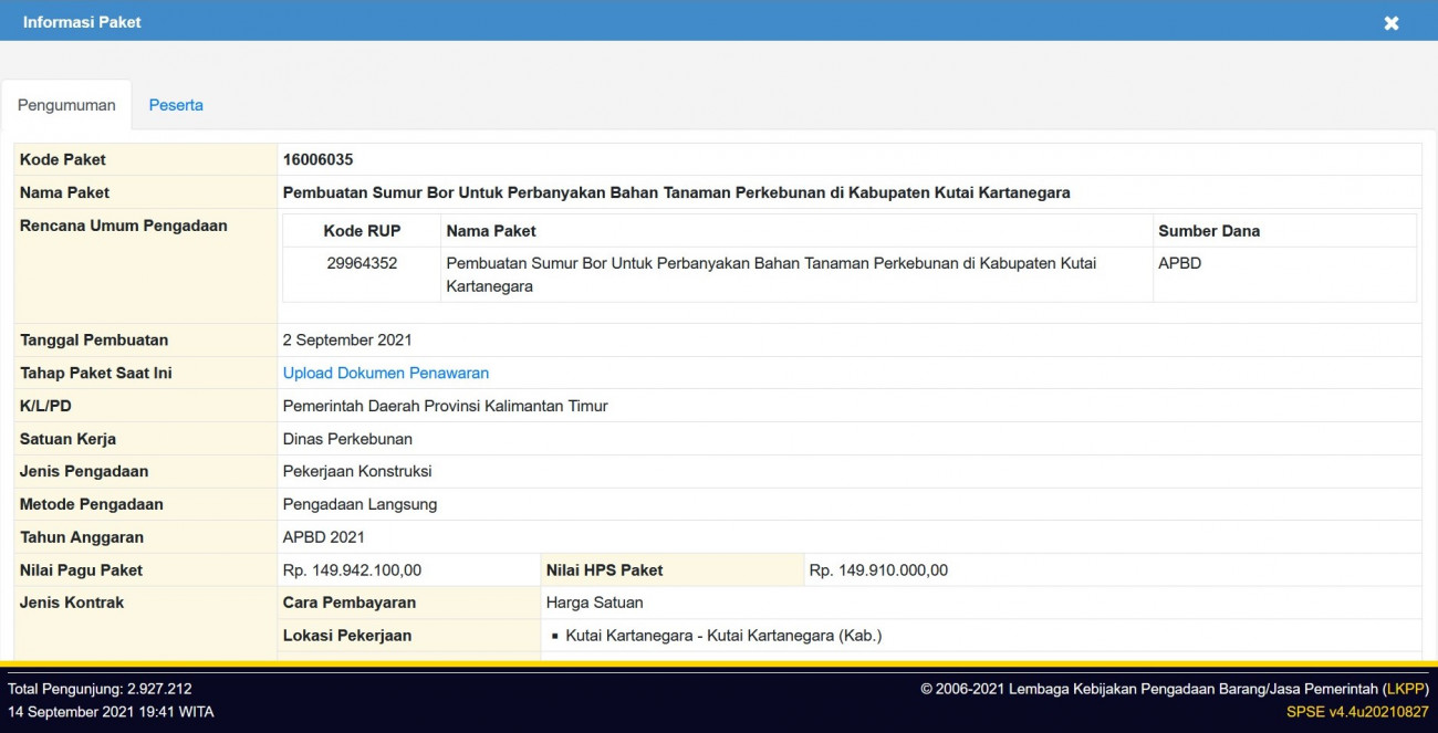 Pembuatan Sumur Bor Untuk Perbanyakan Bahan Tanaman Perkebunan di Kabupaten Kutai Kartanegara